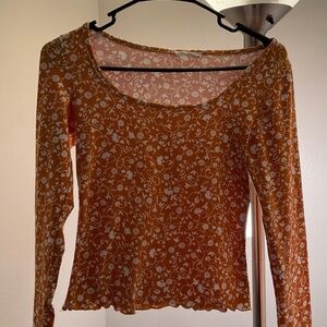 Small Orange Floral Print Longsleeve